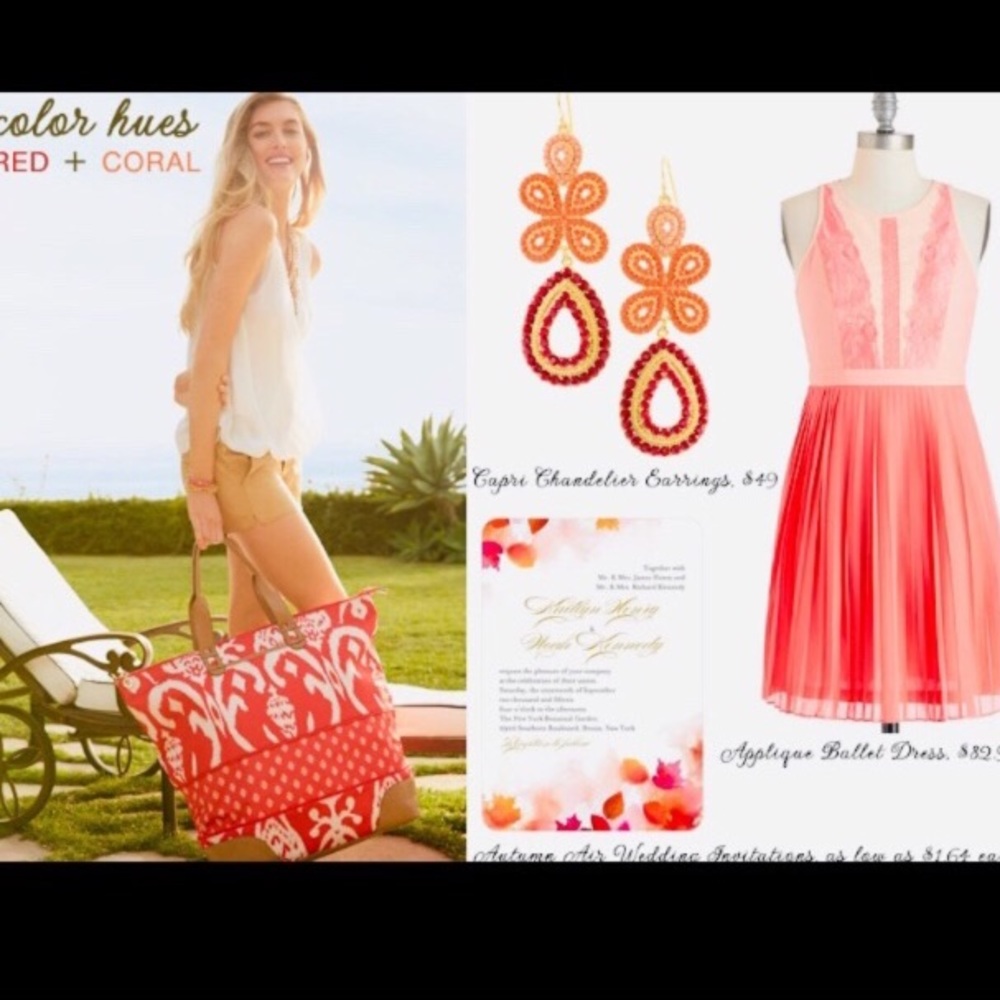 :: Stella & Dot Coral Capri Chandelier Earrings Retired Treasures!!! - Picture 9 of 13